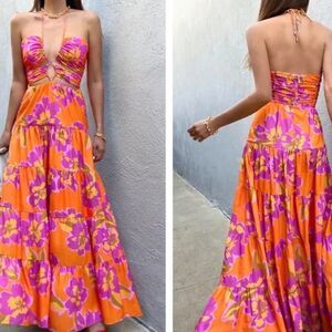 NWT Runaway The Label Orchid Orange Maxi Dress XL